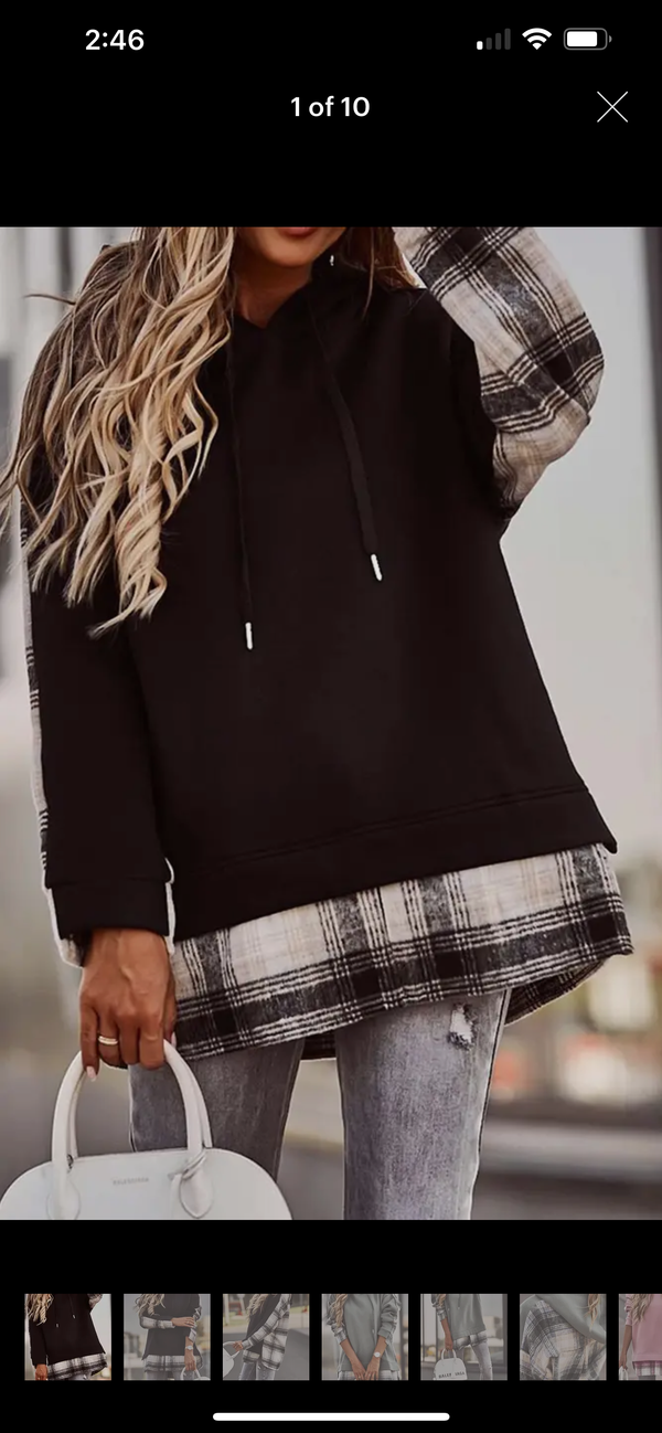 Plaid Patchwork Pullover