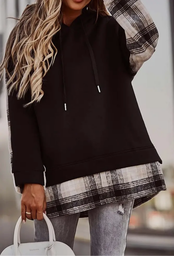 Plaid Patchwork Pullover