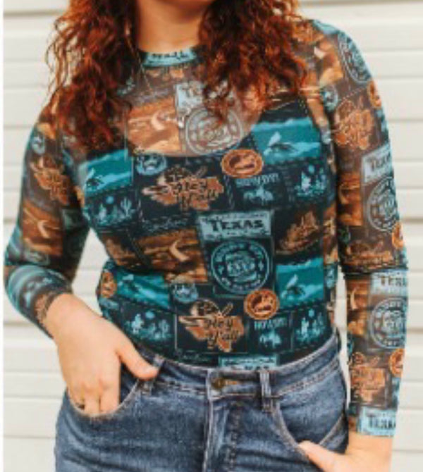 Texas Turquoise Mesh Top