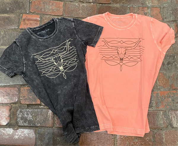 Mineral Wash Western Boot Stitch T-shirt