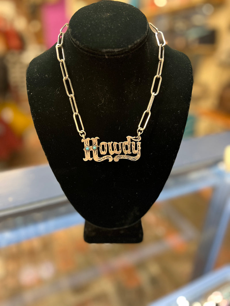 Howdy Paperclip Chain Necklace