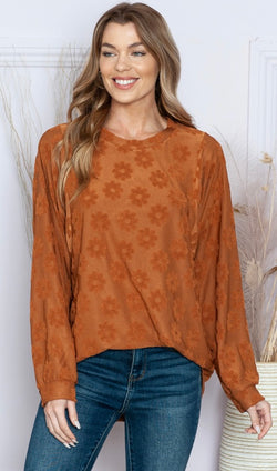 Burnt Orange Flower Long Sleeve