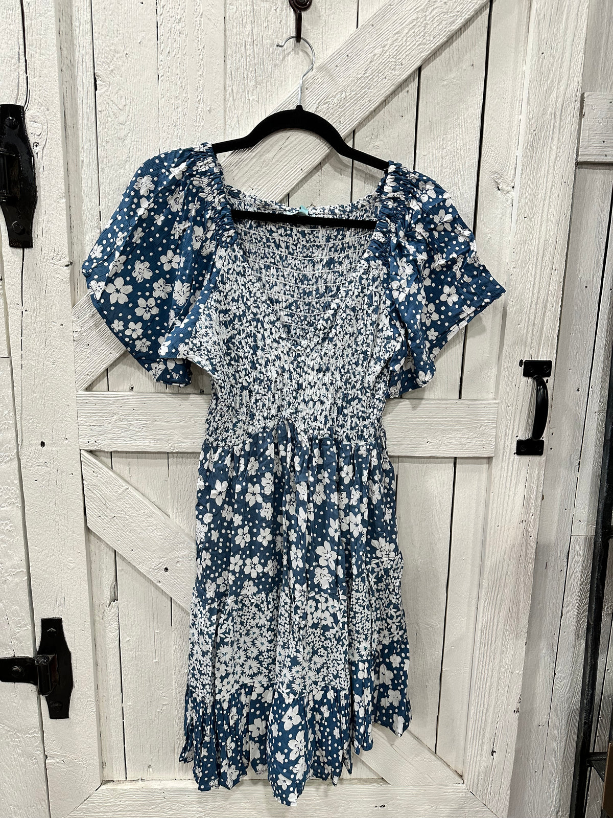 princess polly baby blue dress Floral embroidered maxi dress in blue - Rotate main image 0