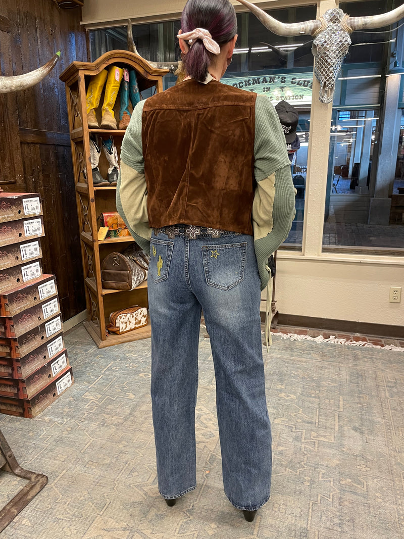 Embroidered cowboy jeans
