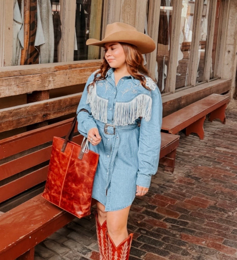 Floral Fringe Denim Dress – Sassy Pantz Boutique