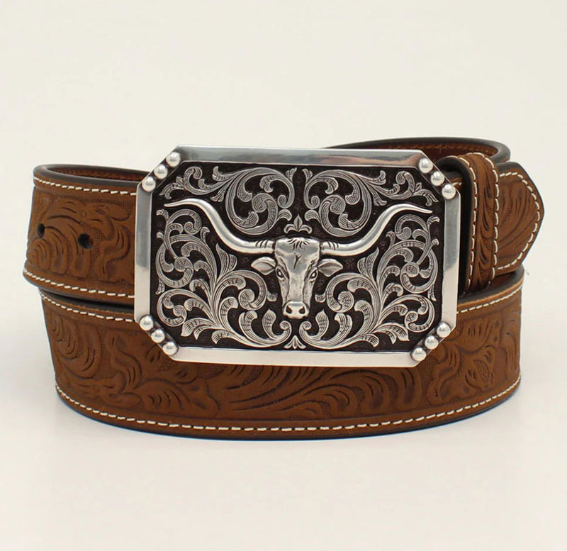 Longhorn Leather Tooled Belt