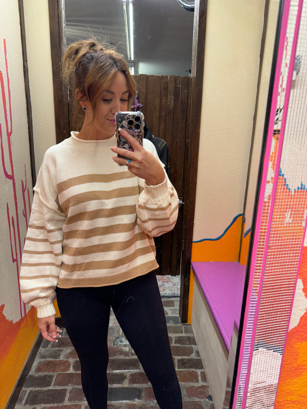 Taupe Striped Sweater