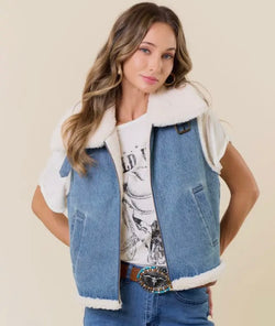 Denim Sherpa Vest