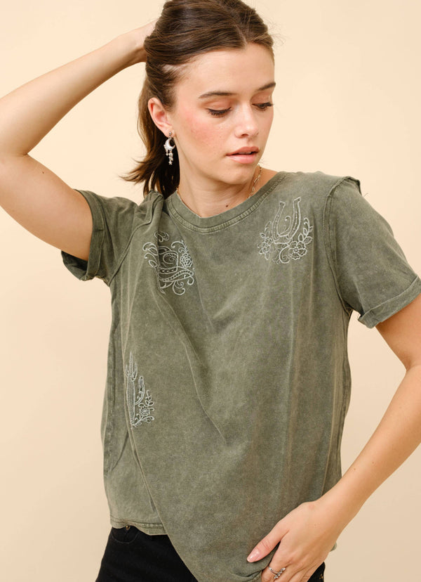 Olive Embroidered Shirt