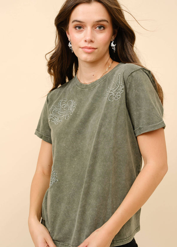 Olive Embroidered Shirt