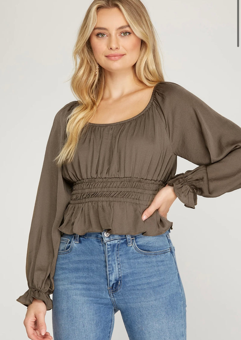 Ash Mocha Satin Top