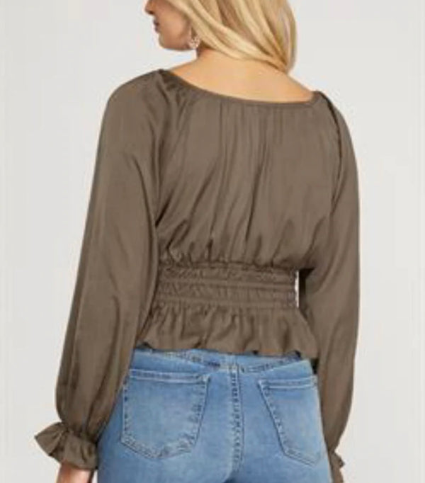 Ash Mocha Satin Top