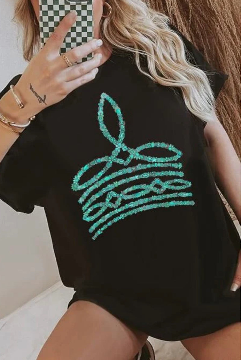 Turquoise Boot Stitch Tee