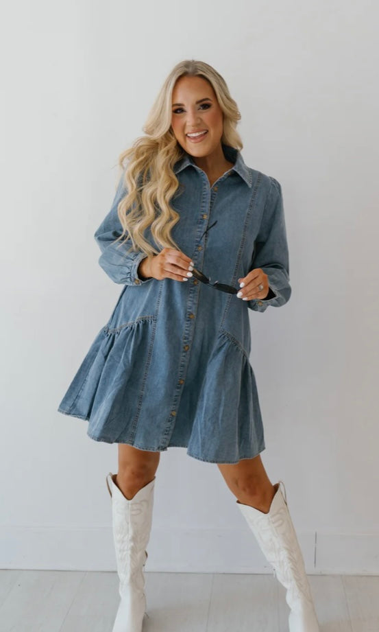 Denim Drop Waist Dress