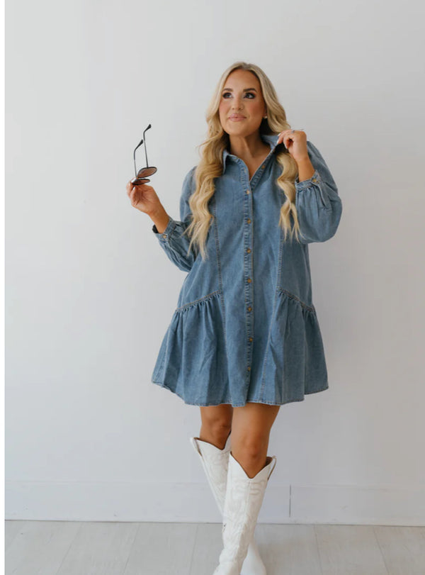 Denim Drop Waist Dress