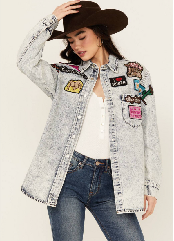 Denim Shirt with Western Patches