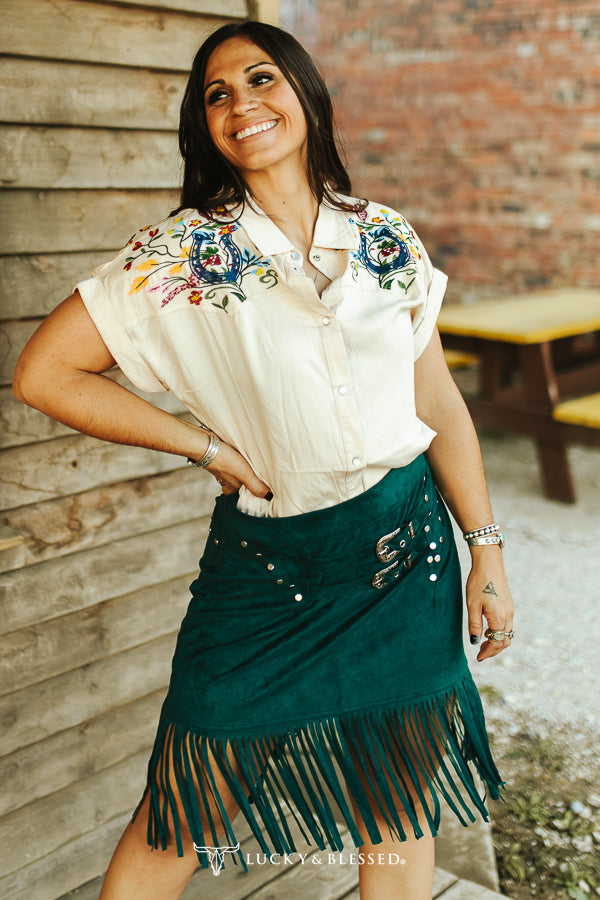 Lucky & Blessed Embroidered Shirt