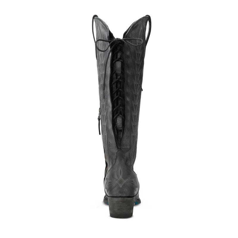 LB0562C - Lexington Knee High Distressed Black