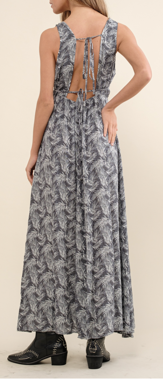 Charcoal Palm Leaf Maxi