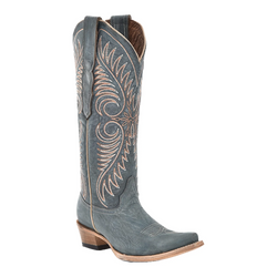 L6120 - Blue Distressed Embroidery Boot