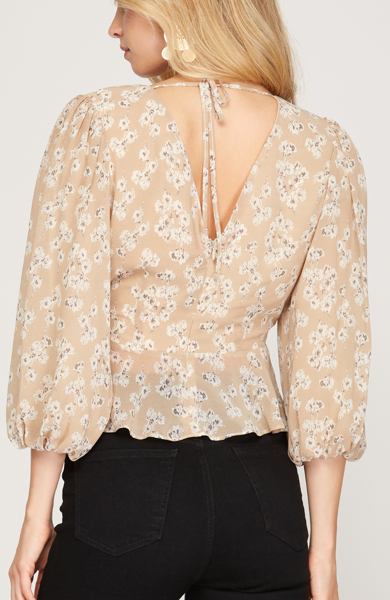 Tan Blossom Blouse