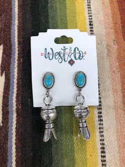 Silver and Turquoise Blossom Earring